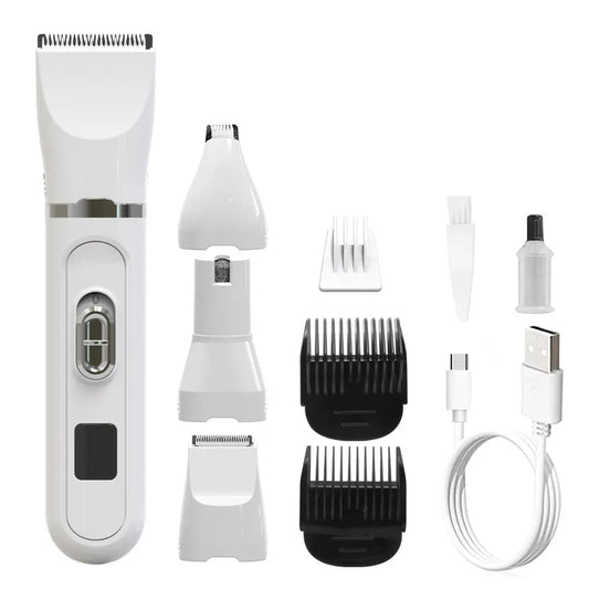 4-in-1 USB Electric Pet Hair Clipper Set: Dog and Cat Grooming Trimmer for Paws and Hair - Dog hair cut essentials Pup and Pet